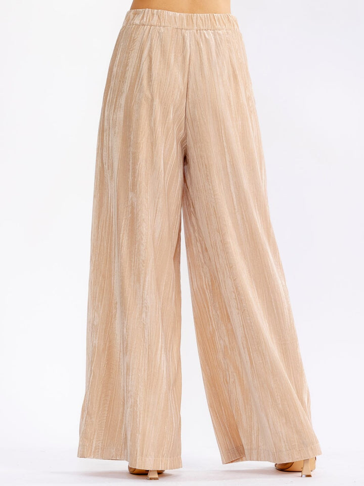 WOMEN'S BUTTON CLOSURE FRONT POCKETS WIDE LEG PANTS