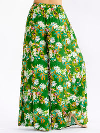WOMEN'S ELASTIC WAIST FRONT POCKETS FLORAL PALAZZO PANTS