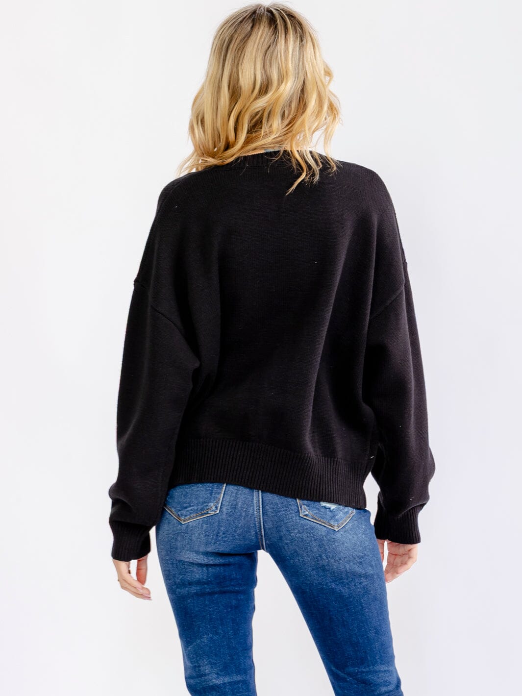 WOMEN'S LONG SLEEVE CREW NECK TEDDY BEAR GRAPHIC PULLOVER SWEATER