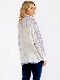 WOMEN'S LONG SLEEVE BUTTON UP TIE DYE BLOUSE