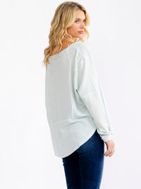 WOMEN'S LONG SLEEVE BUTTON UP HIGH-LOW OVERSIZED WAFFLE TOP