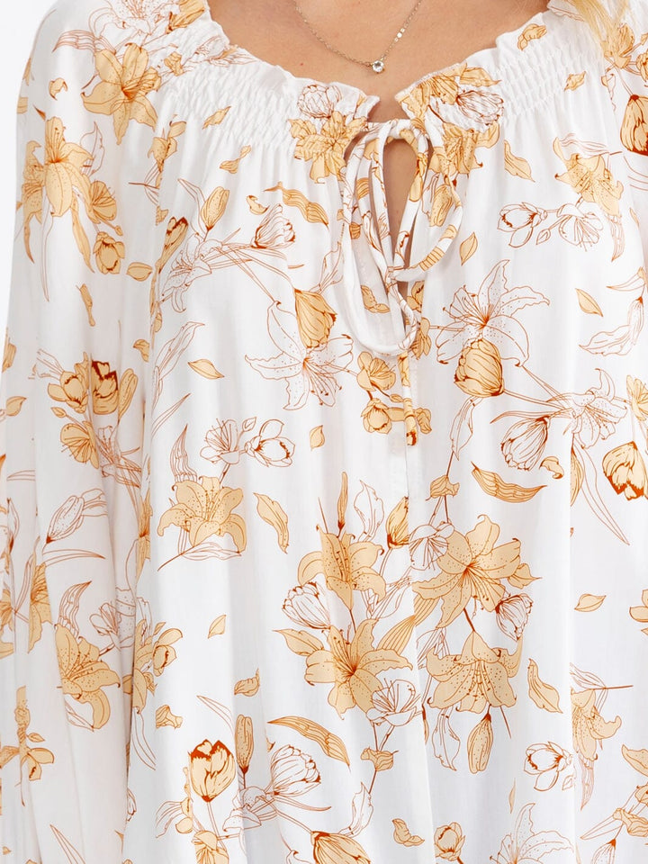 WOMEN'S LONG SLEEVE V-NECK FLORAL BLOUSE