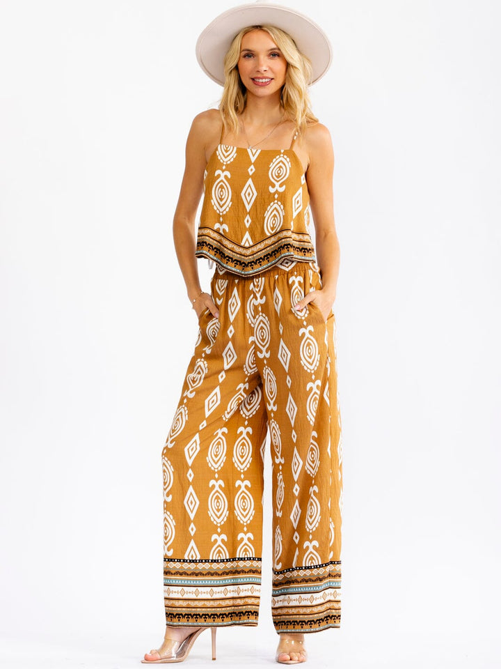 WOMEN'S SLEEVELESS TOP & ELASTIC WAIST PANTS MULTI PRINT 2PC. SET