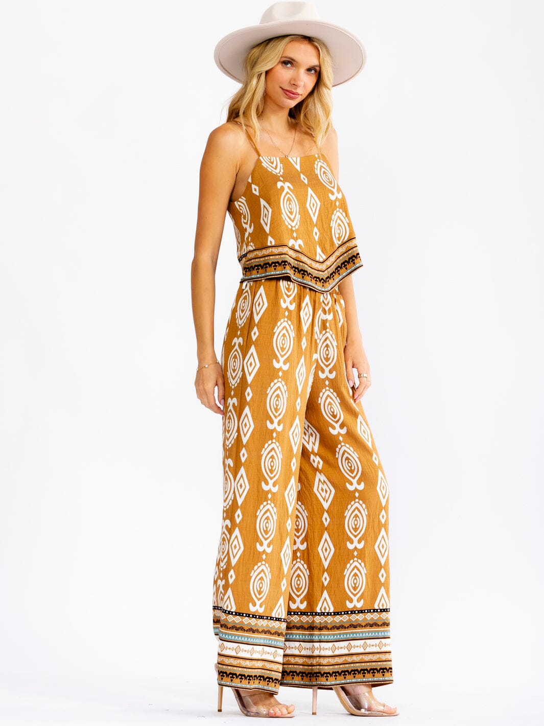 WOMEN'S SLEEVELESS TOP & ELASTIC WAIST PANTS MULTI PRINT 2PC. SET