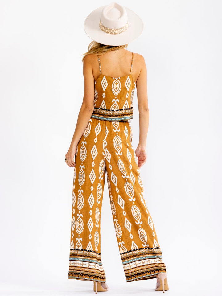 WOMEN'S SLEEVELESS TOP & ELASTIC WAIST PANTS MULTI PRINT 2PC. SET