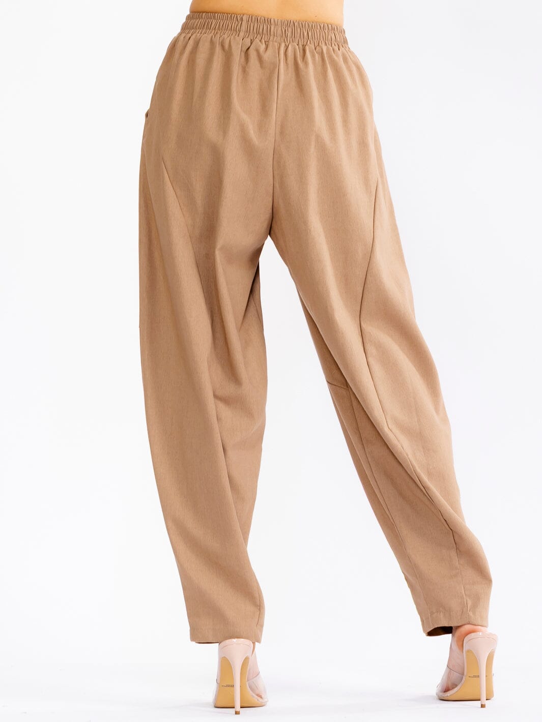 WOMEN'S ELASTIC WAIST FRONT POCKETS STRAIGHT LEG LINEN PANTS
