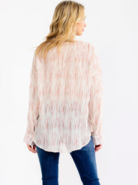 WOMEN'S LONG SLEEVE BUTTON UP TIE DYE DETAILED SHIRT