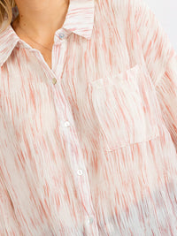 WOMEN'S LONG SLEEVE BUTTON UP TIE DYE DETAILED SHIRT