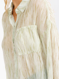 WOMEN'S LONG SLEEVE BUTTON UP TIE DYE DETAILED SHIRT