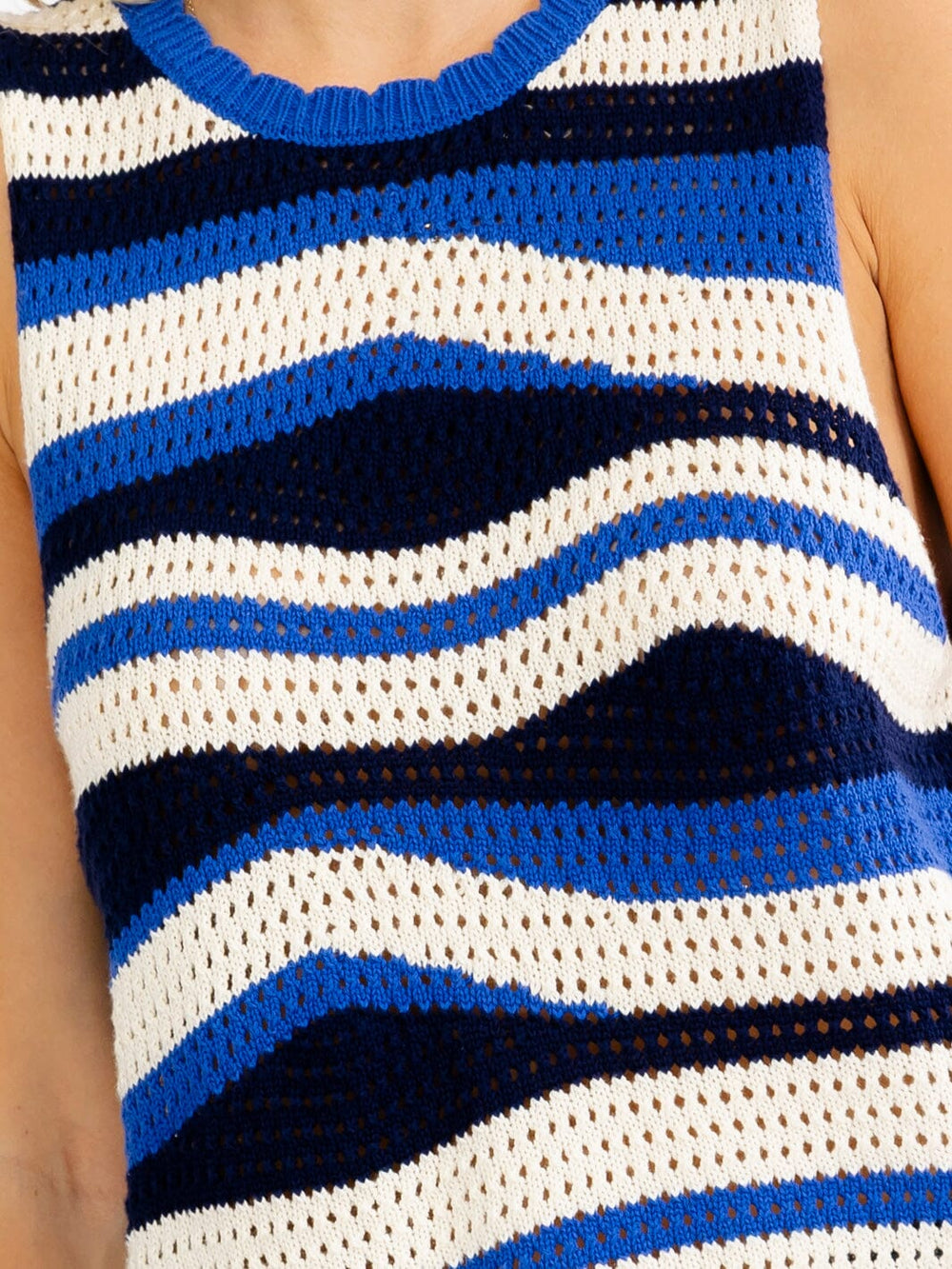 WOMEN'S SLEEVELESS COLORBLOCK STRIPES KNIT TANK TOP
