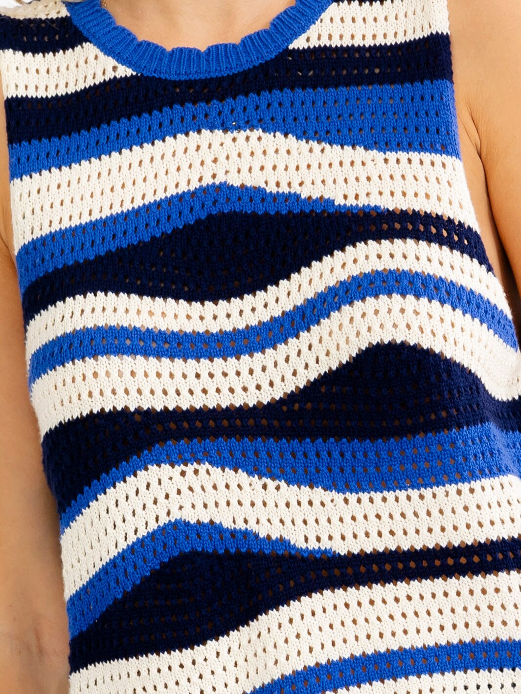 WOMEN'S SLEEVELESS COLORBLOCK STRIPES KNIT TANK TOP