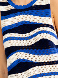 WOMEN'S SLEEVELESS COLORBLOCK STRIPES KNIT TANK TOP