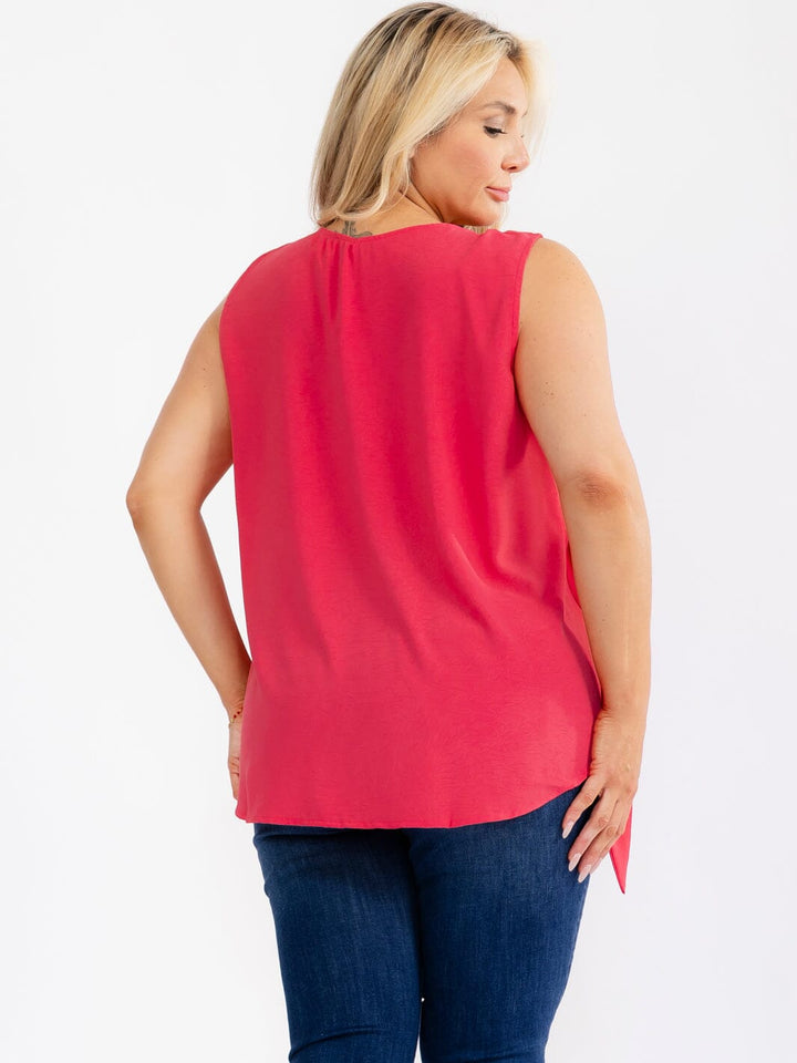 PLUS SIZE SLEEVELESS DETAILED BLOUSE