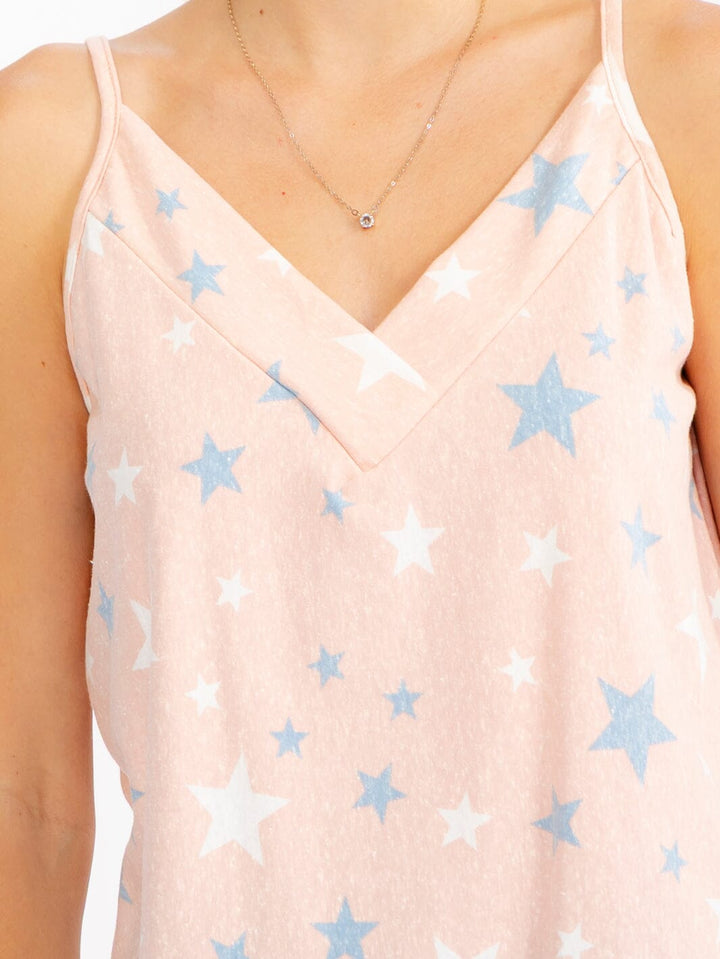 WOMEN'S SLEEVELESS V-NECK STARS PRINT TANK TOP