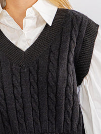 WOMEN'S LONG SLEEVE KNIT CONTRAST VEST SHIRT