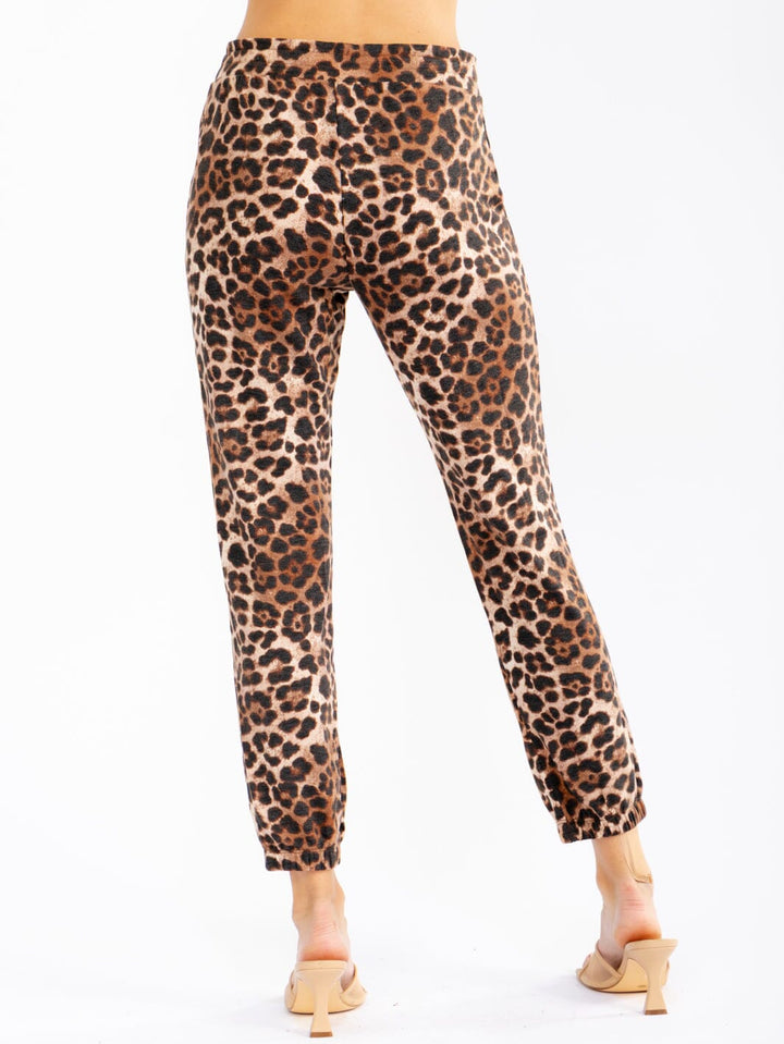 WOMEN'S ELASTIC WAIST FRONT POCKETS ANIMAL PRINT JOGGER PANTS