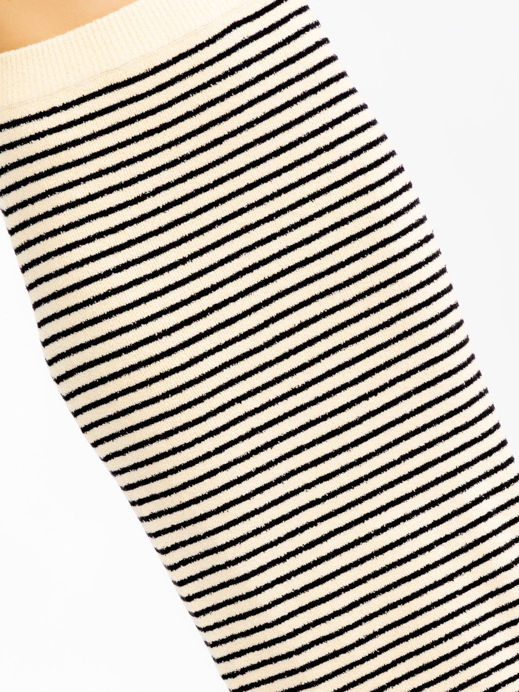 WOMEN'S ELASTIC WAIST COLORBLOCK STRIPES KNIT MIDI SKIRT