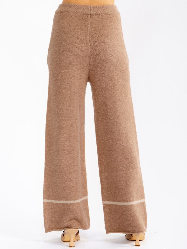 WOMEN'S ELASTIC WAIST FRONT POCKETS WIDE LEG PANTS