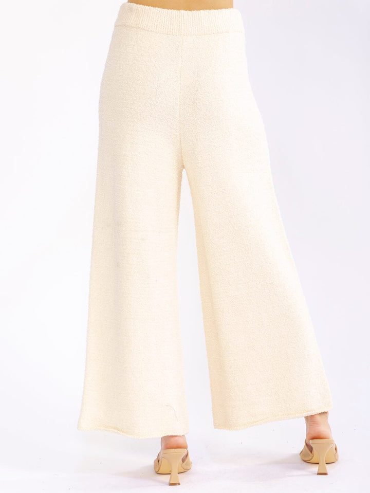 WOMEN'S ELASTIC WAIST SELF TIE WIDE LEG PANTS