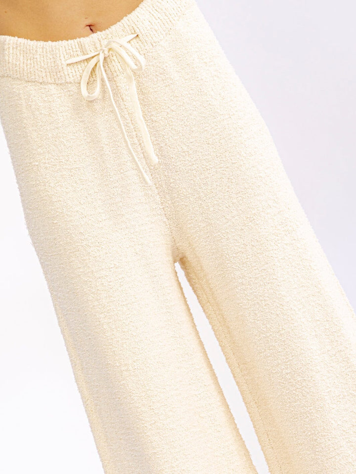 WOMEN'S ELASTIC WAIST SELF TIE WIDE LEG PANTS