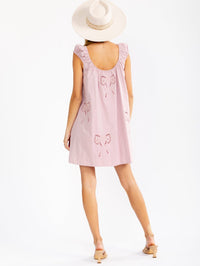 WOMEN'S SLEEVELESS EYELET BOWS TUNIC MINI DRESS