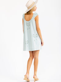 WOMEN'S SLEEVELESS EYELET BOWS TUNIC MINI DRESS