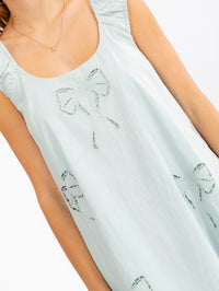 WOMEN'S SLEEVELESS EYELET BOWS TUNIC MINI DRESS