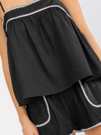 WOMEN'S SLEEVELESS TOP & ELASTIC WAIST SHORTS COLORBLOCK TRIM DETAILED 2PC. SET