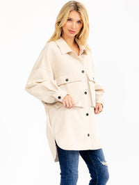 WOMEN'S LONG SLEEVE BUTTON UP FRONT POCKETS JACKET