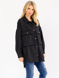 WOMEN'S LONG SLEEVE BUTTON UP FRONT POCKETS JACKET