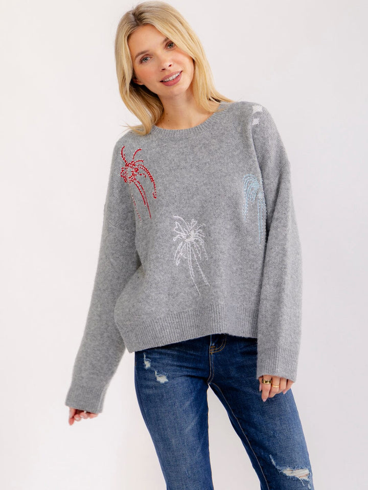 WOMEN'S LONG SLEEVE BEADS DETAILED PULLOVER SWEATERS