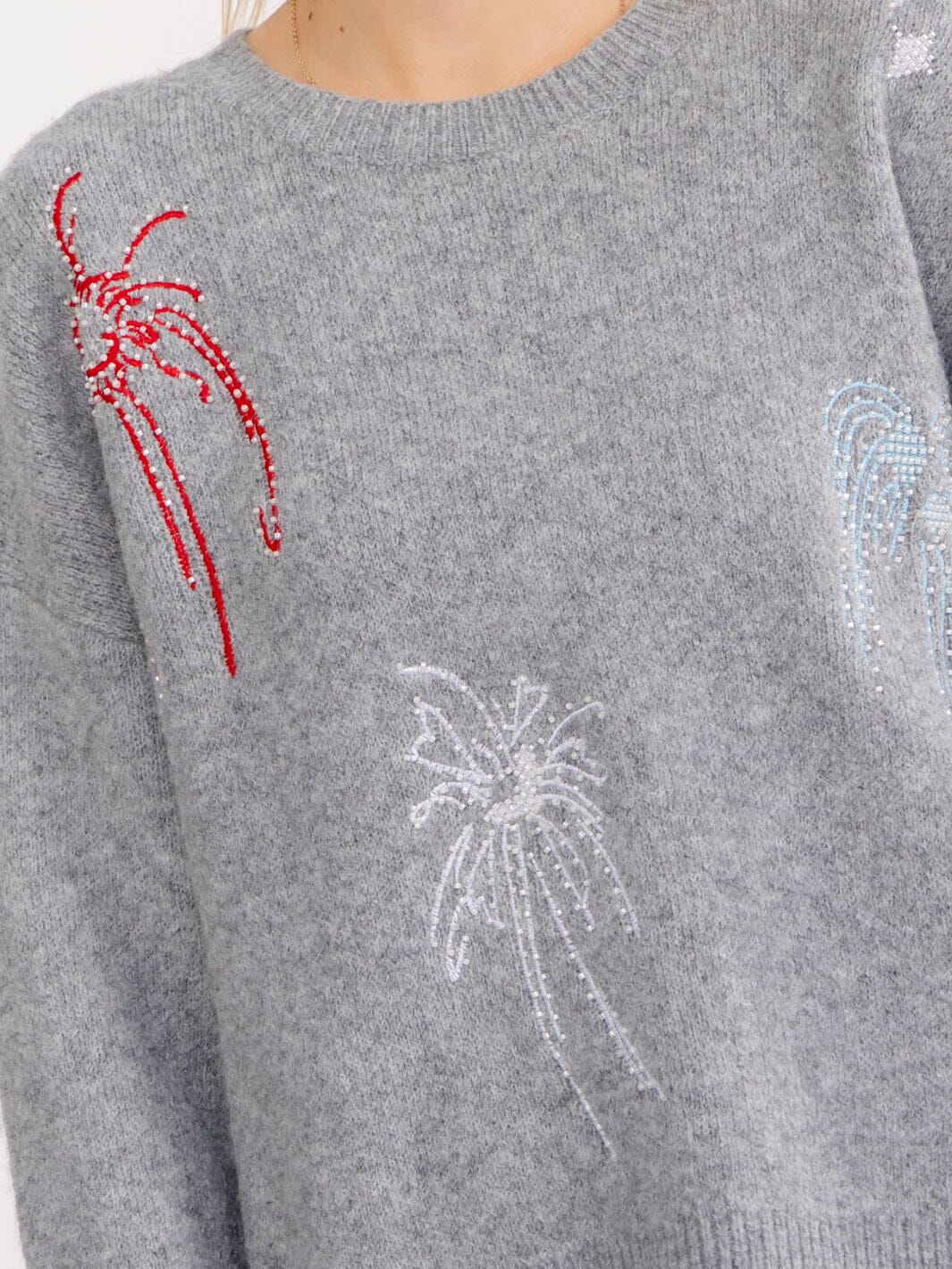 WOMEN'S LONG SLEEVE BEADS DETAILED PULLOVER SWEATERS