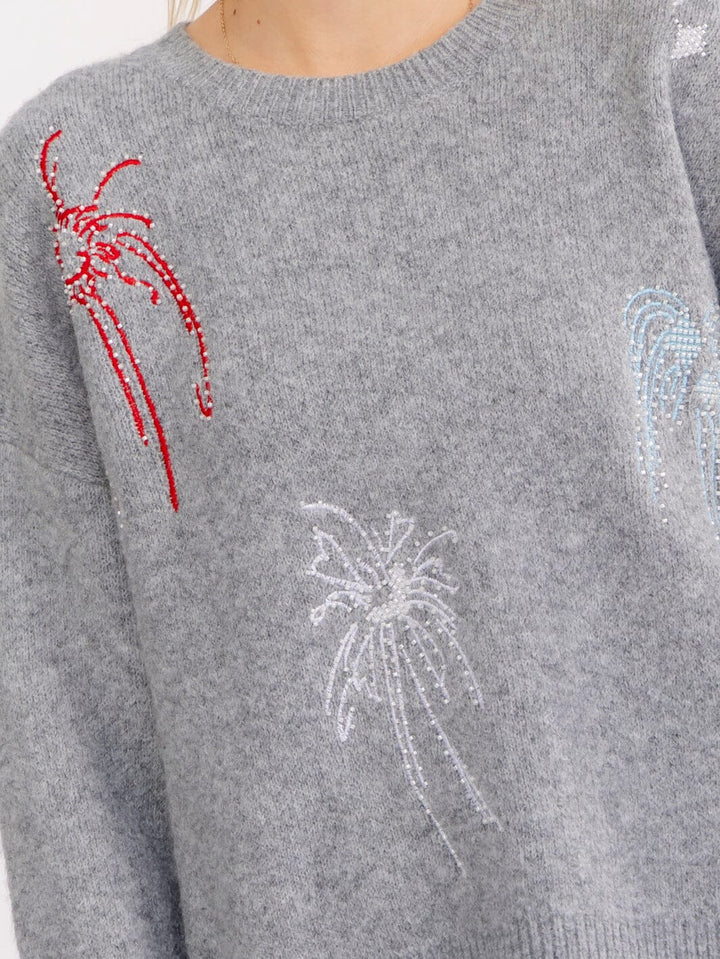 WOMEN'S LONG SLEEVE BEADS DETAILED PULLOVER SWEATERS