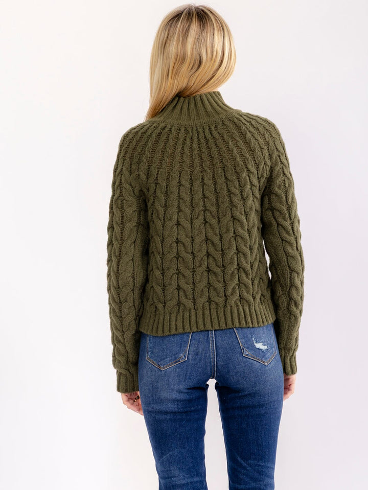 WOMEN'S LONG SLEEVE TURTLE NECK CABLE PULLOVER SWEATERS