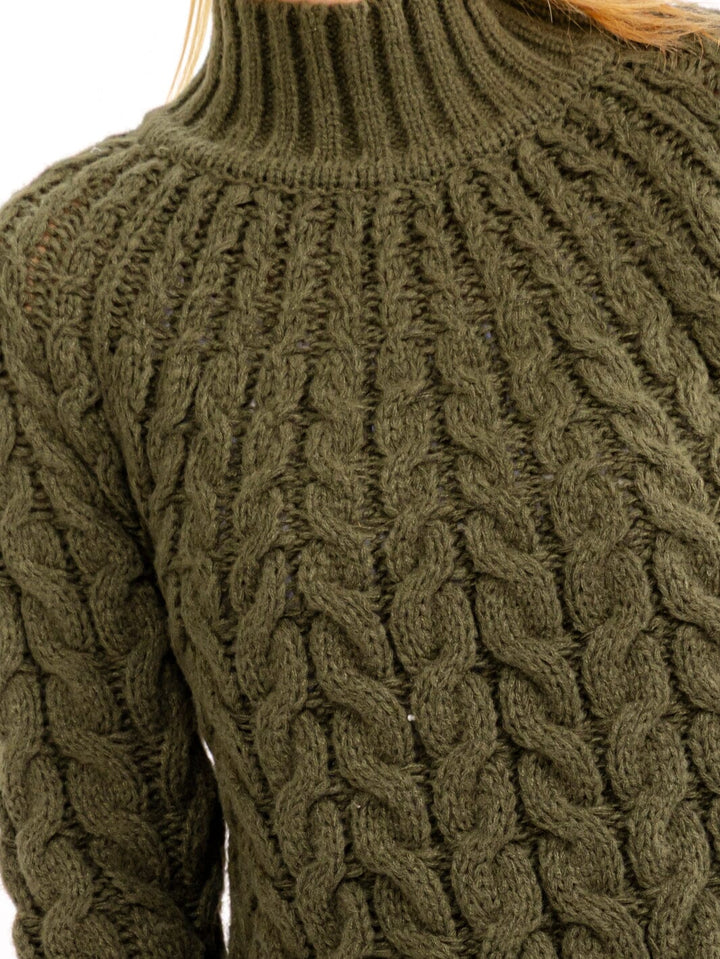 WOMEN'S LONG SLEEVE TURTLE NECK CABLE PULLOVER SWEATERS