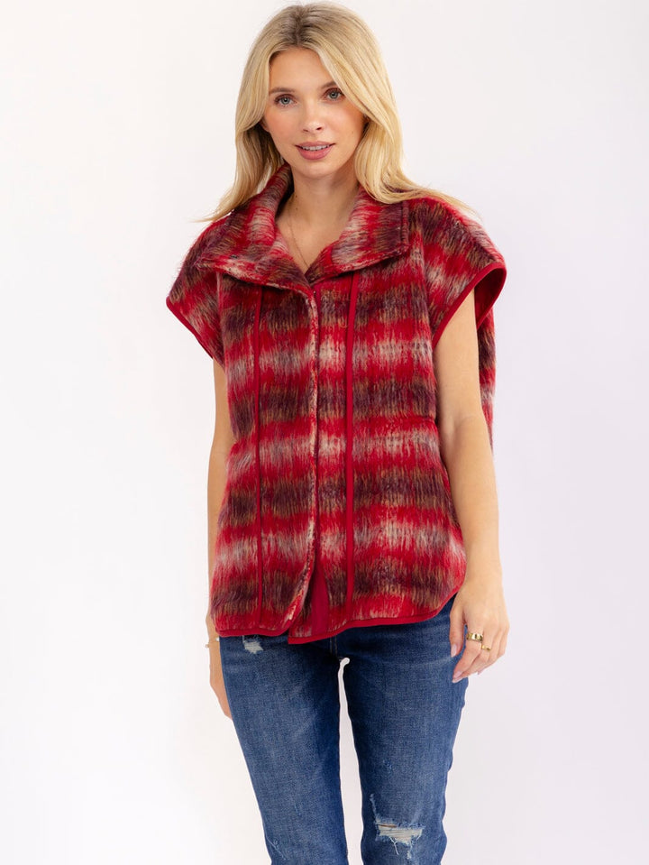 WOMEN'S SLEEVELESS BUTTON CLOSURE POCKETS TIE DYE VEST