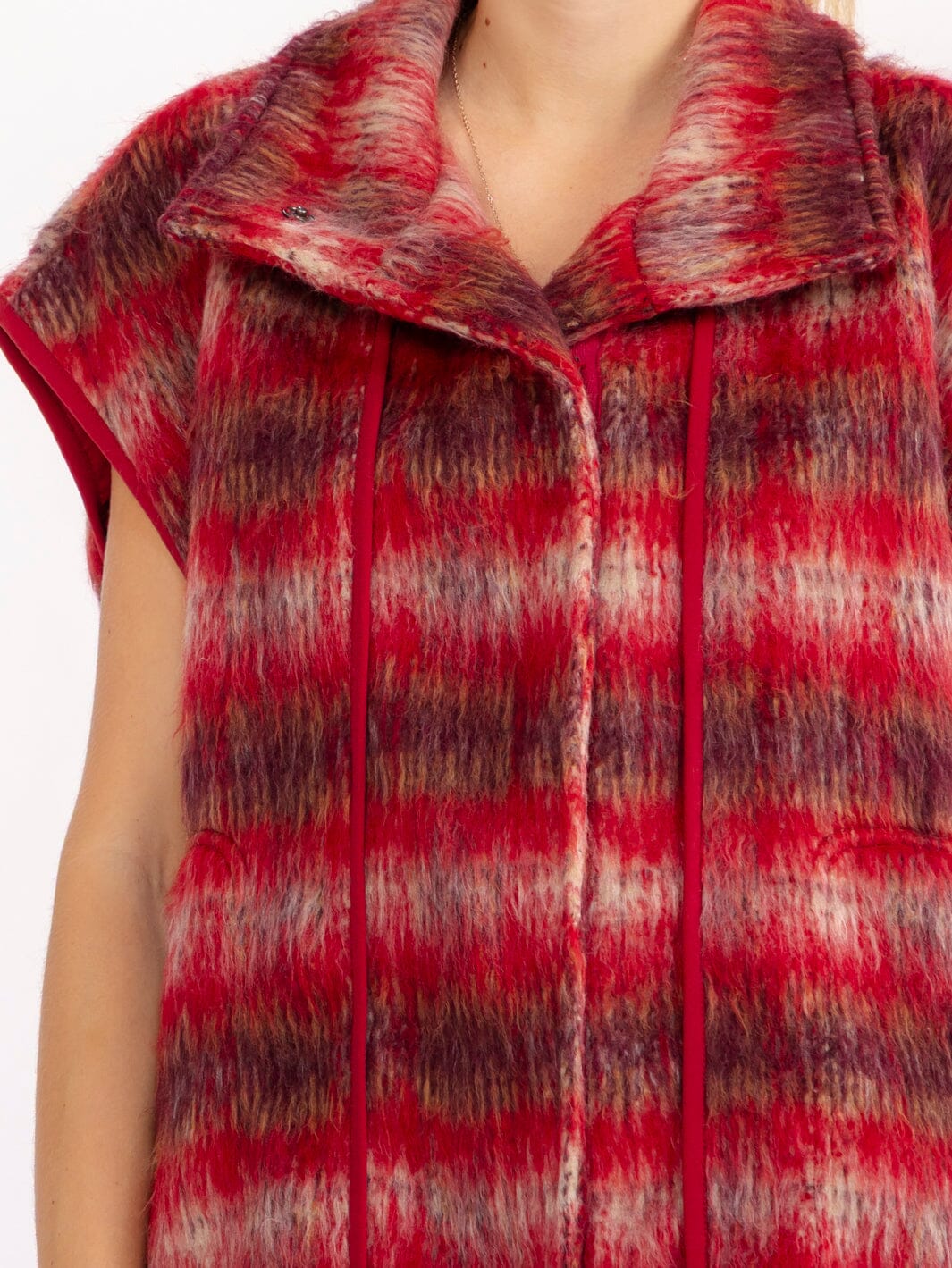 WOMEN'S SLEEVELESS BUTTON CLOSURE POCKETS TIE DYE VEST
