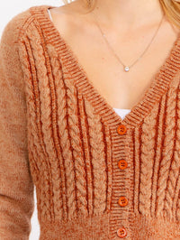 WOMEN'S LONG SLEEVE BUTTON UP CABLE WASHED SWEATERS