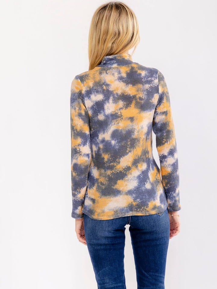 WOMEN'S LONG SLEEVE TURTLE NECK TIE DYE TOP