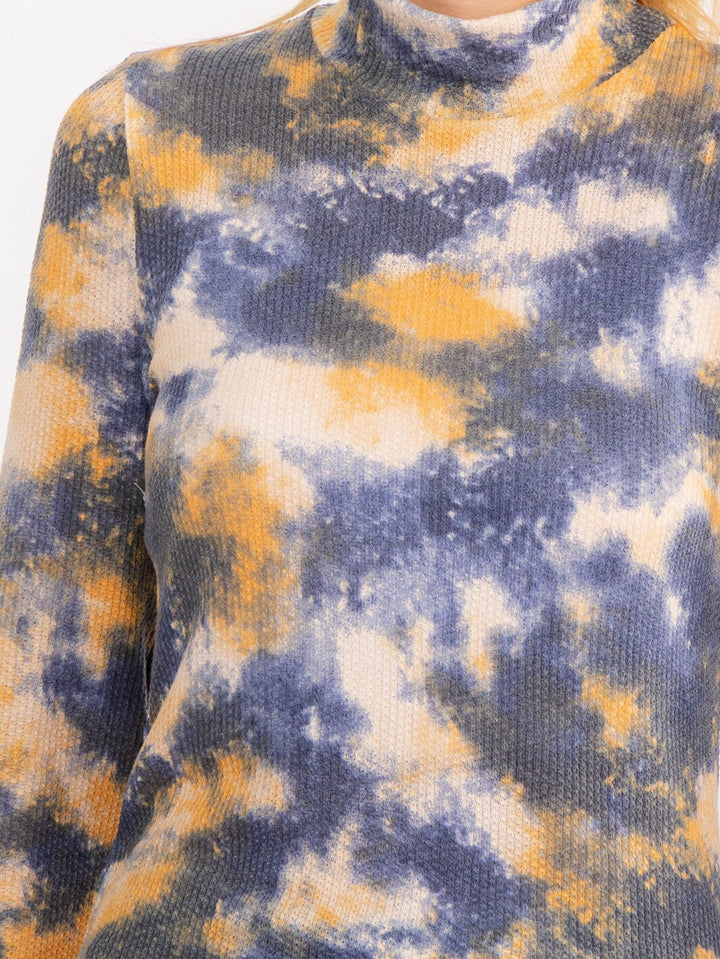 WOMEN'S LONG SLEEVE TURTLE NECK TIE DYE TOP