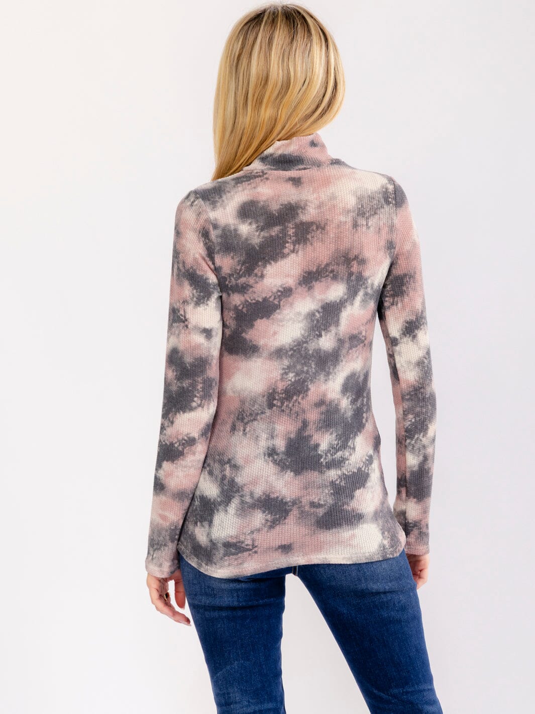 WOMEN'S LONG SLEEVE TURTLE NECK TIE DYE TOP