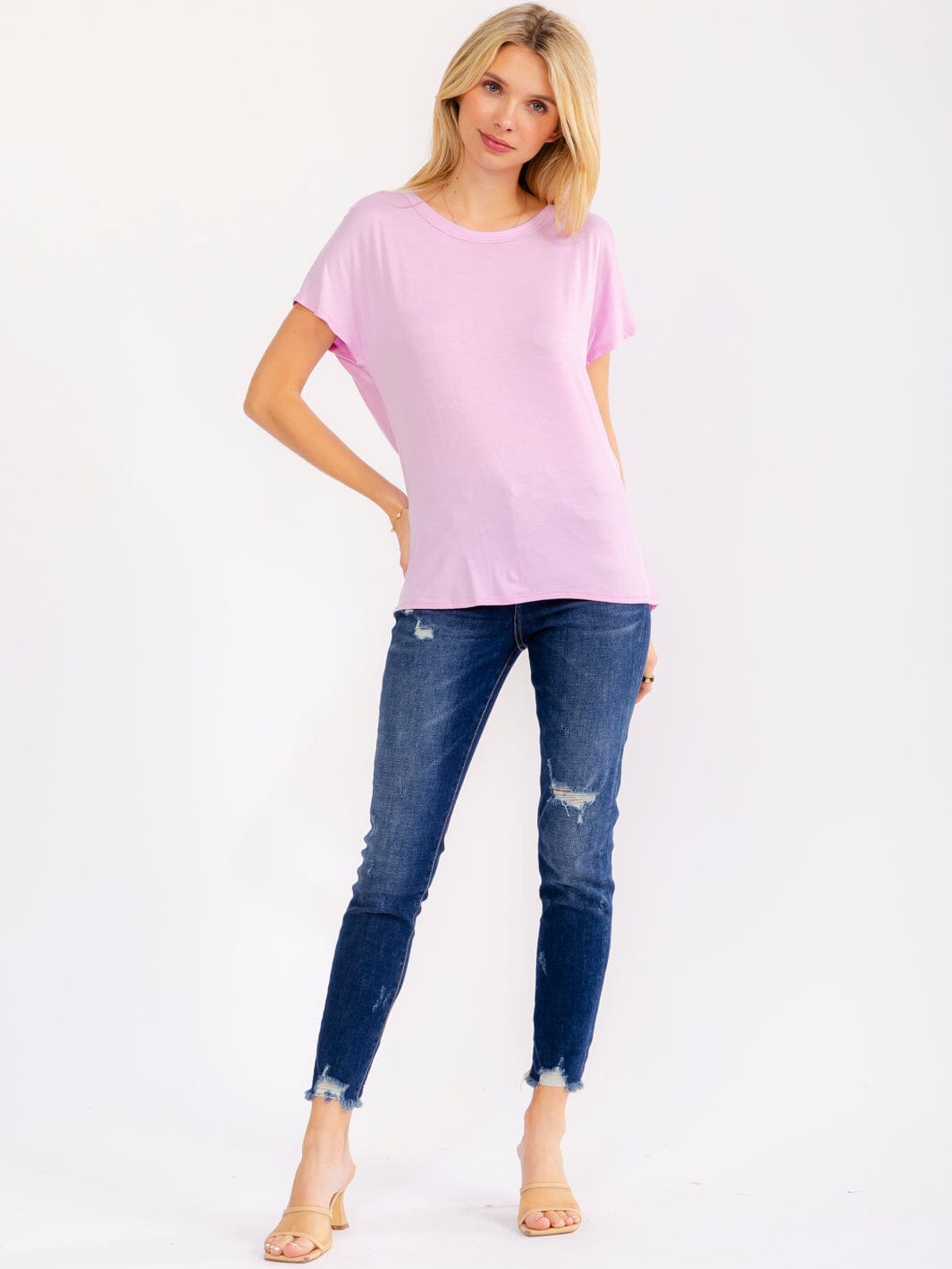 WOMEN'S SHORT SLEEVE OPEN BACK TOP