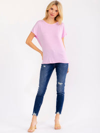 WOMEN'S SHORT SLEEVE OPEN BACK TOP