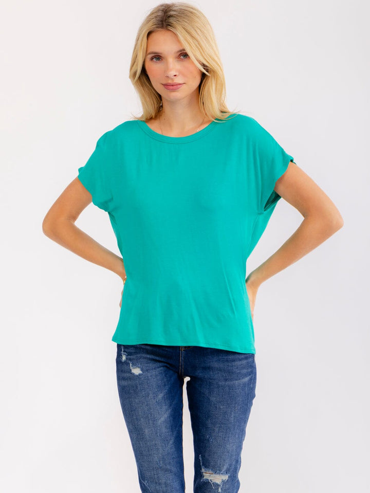 WOMEN'S SHORT SLEEVE OPEN BACK TOP