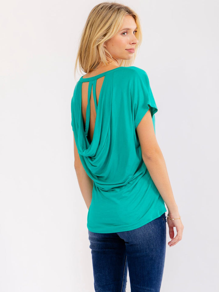 WOMEN'S SHORT SLEEVE OPEN BACK TOP