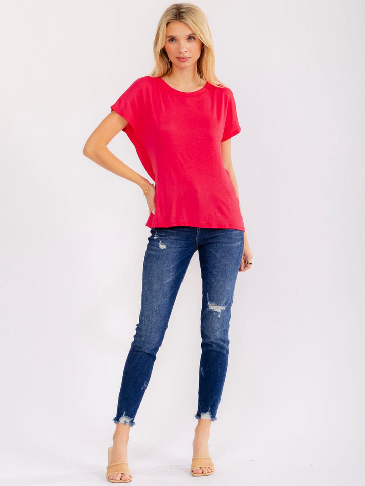 WOMEN'S SHORT SLEEVE OPEN BACK TOP