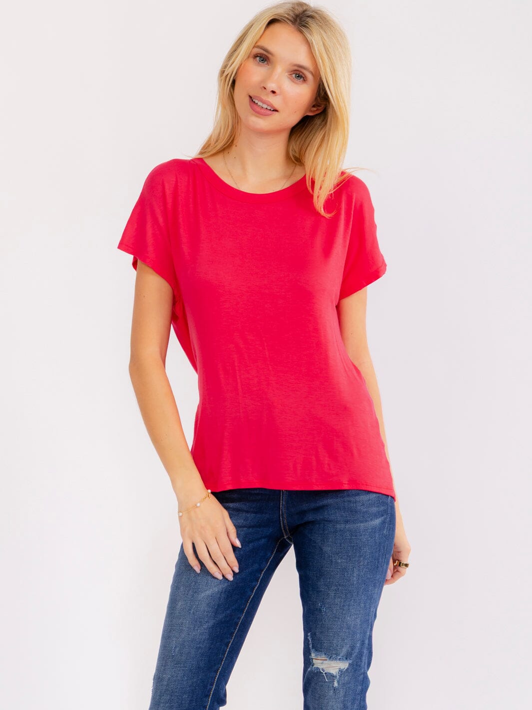 WOMEN'S SHORT SLEEVE OPEN BACK TOP