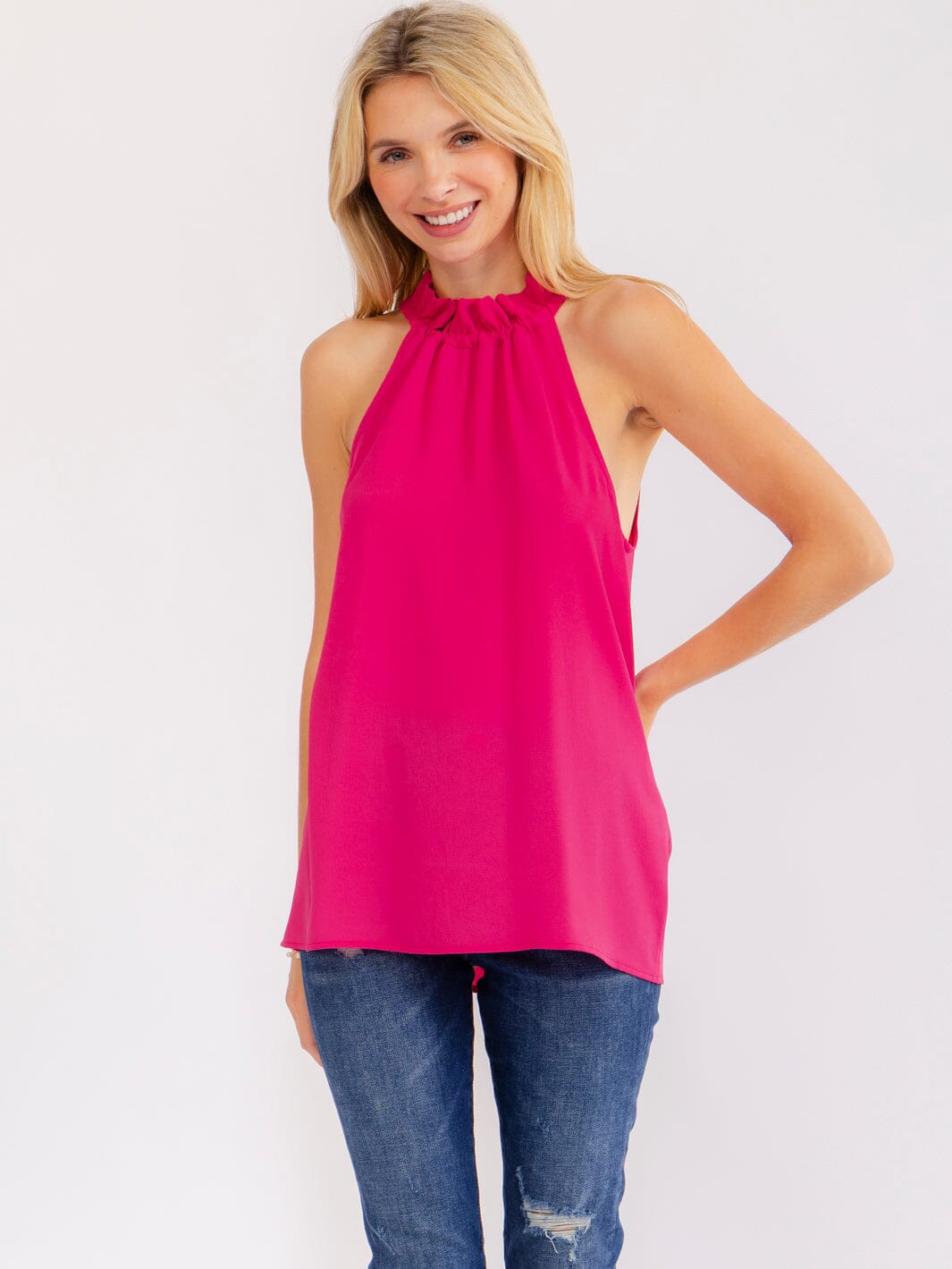 WOMEN'S SLEEVELESS HALTER NECK LOOSE FIT TOP