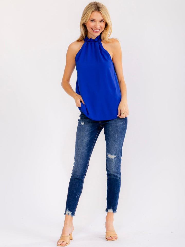WOMEN'S SLEEVELESS HALTER NECK LOOSE FIT TOP