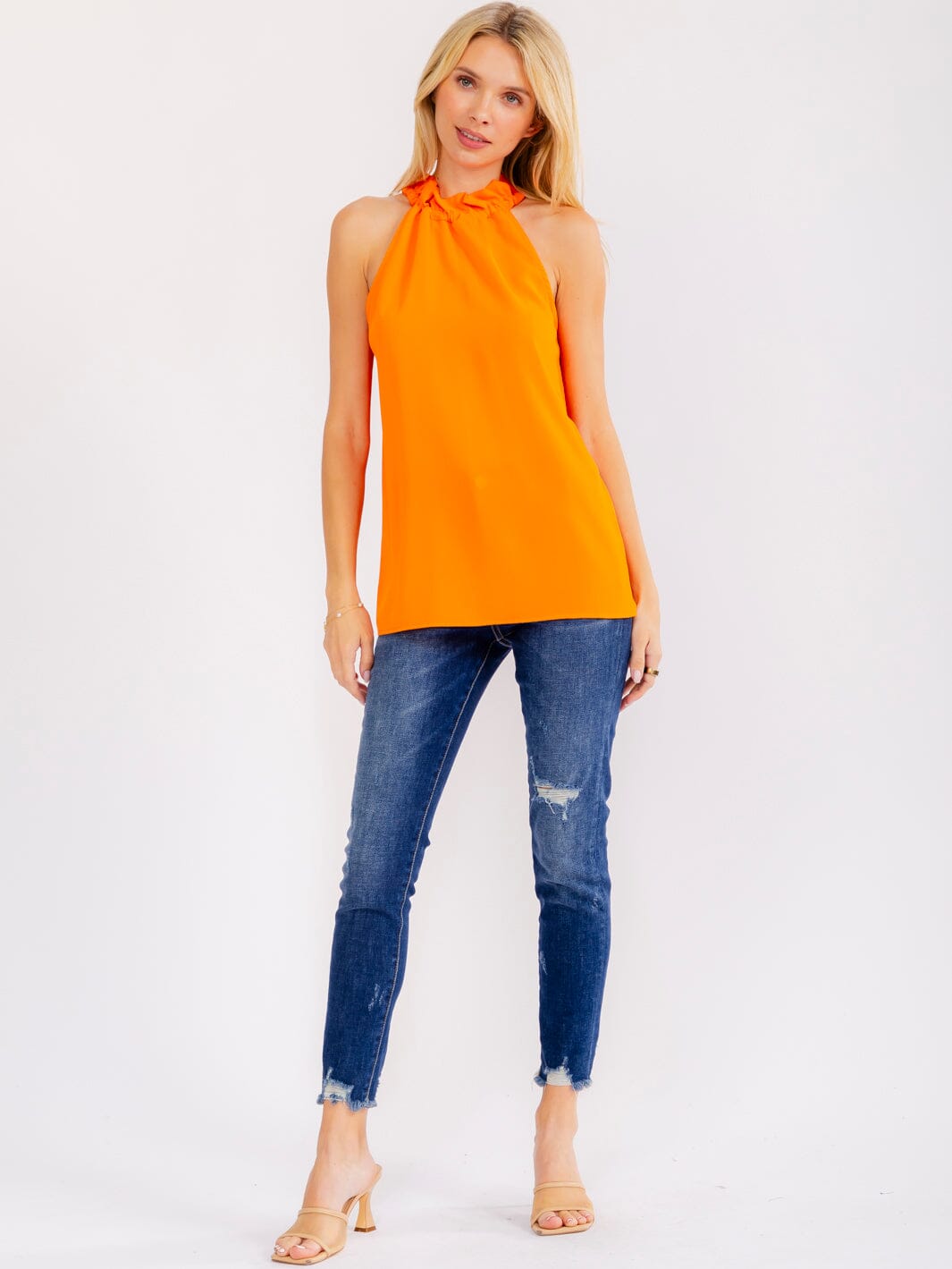 WOMEN'S SLEEVELESS HALTER NECK LOOSE FIT TOP